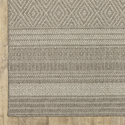 Caicos Stripe Grey/ Grey Geometric Flat Weave Rug