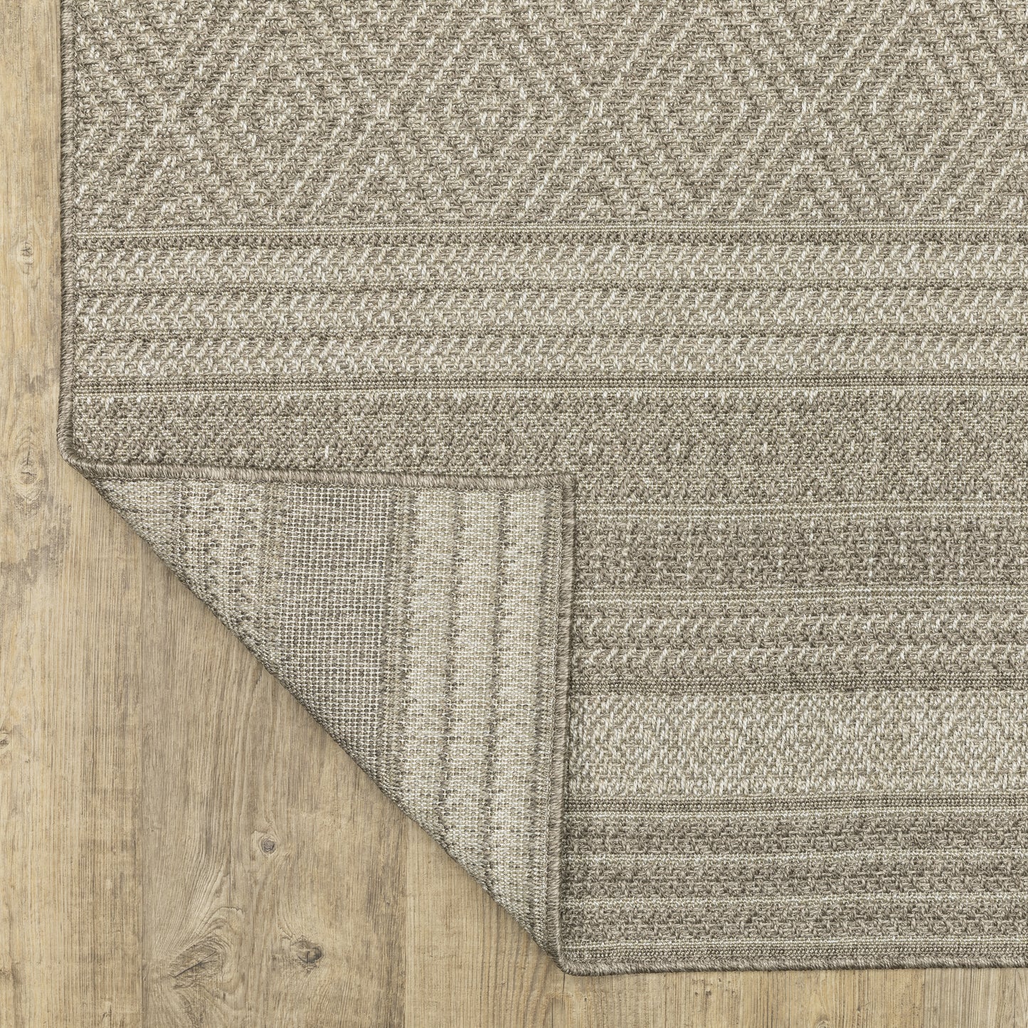 Caicos Stripe Grey/ Grey Geometric Flat Weave Rug
