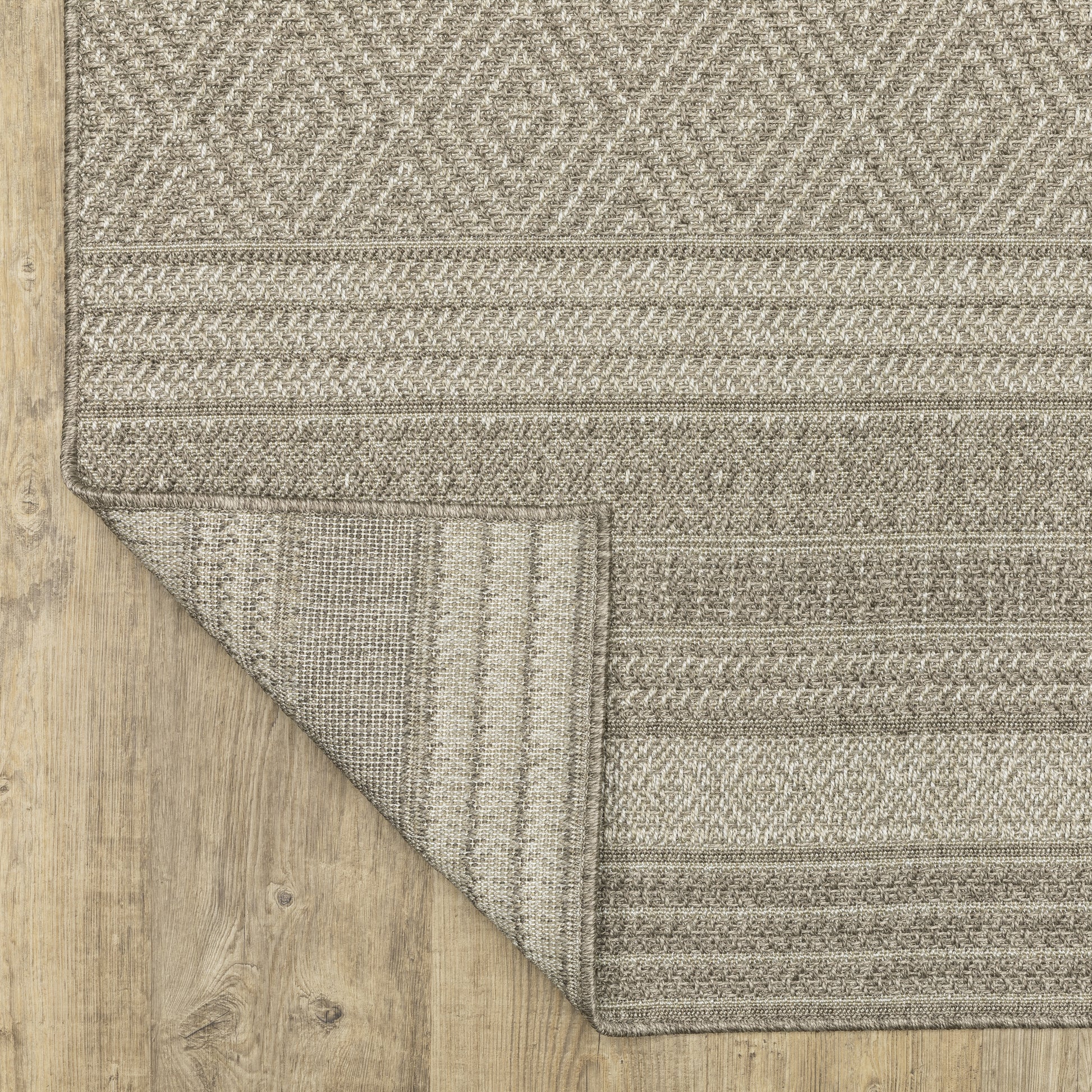 Caicos Stripe Grey/ Grey Geometric Flat Weave Rug
