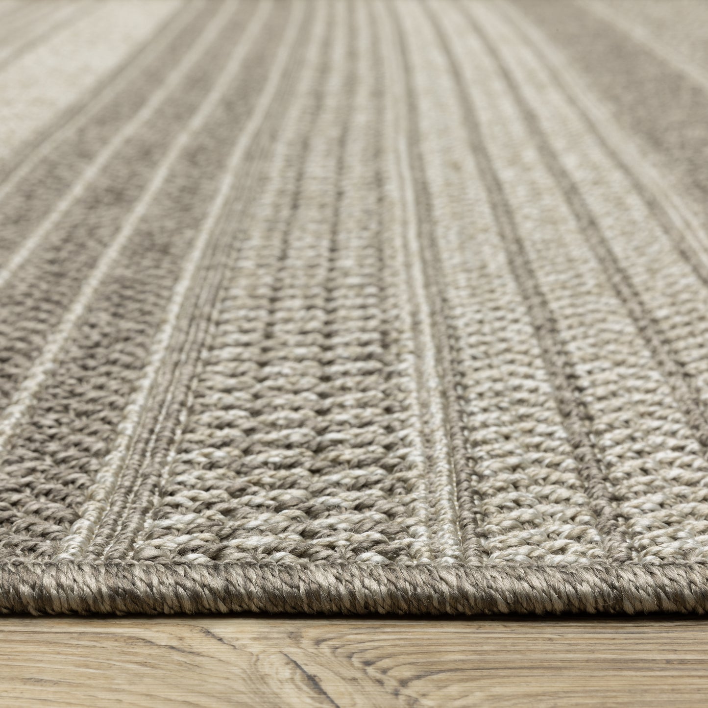Caicos Stripe Grey/ Grey Geometric Flat Weave Rug