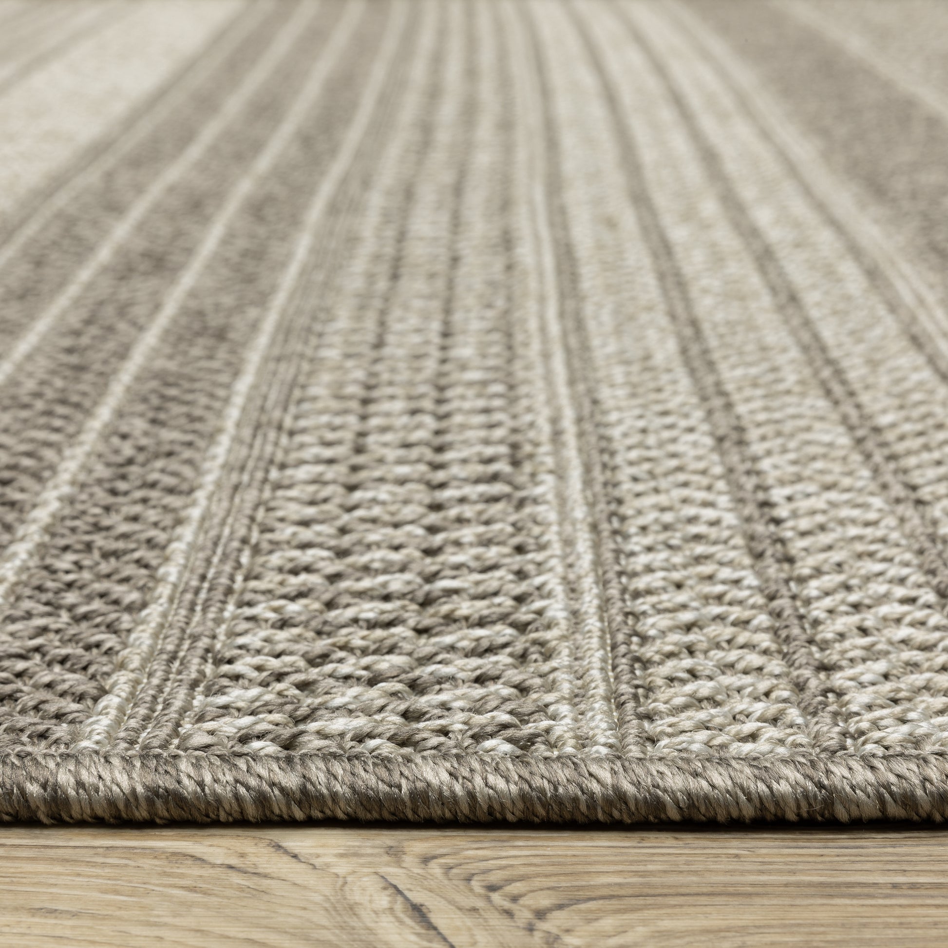 Caicos Stripe Grey/ Grey Geometric Flat Weave Rug