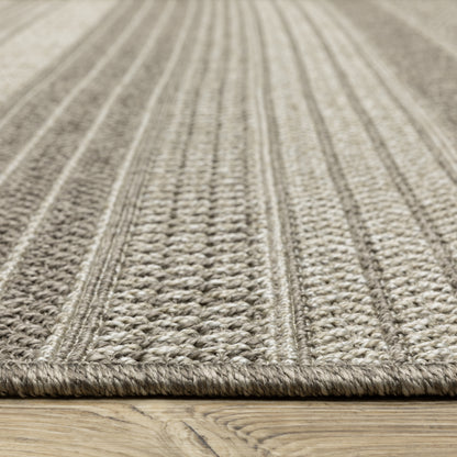 Caicos Stripe Grey/ Grey Geometric Flat Weave Rug