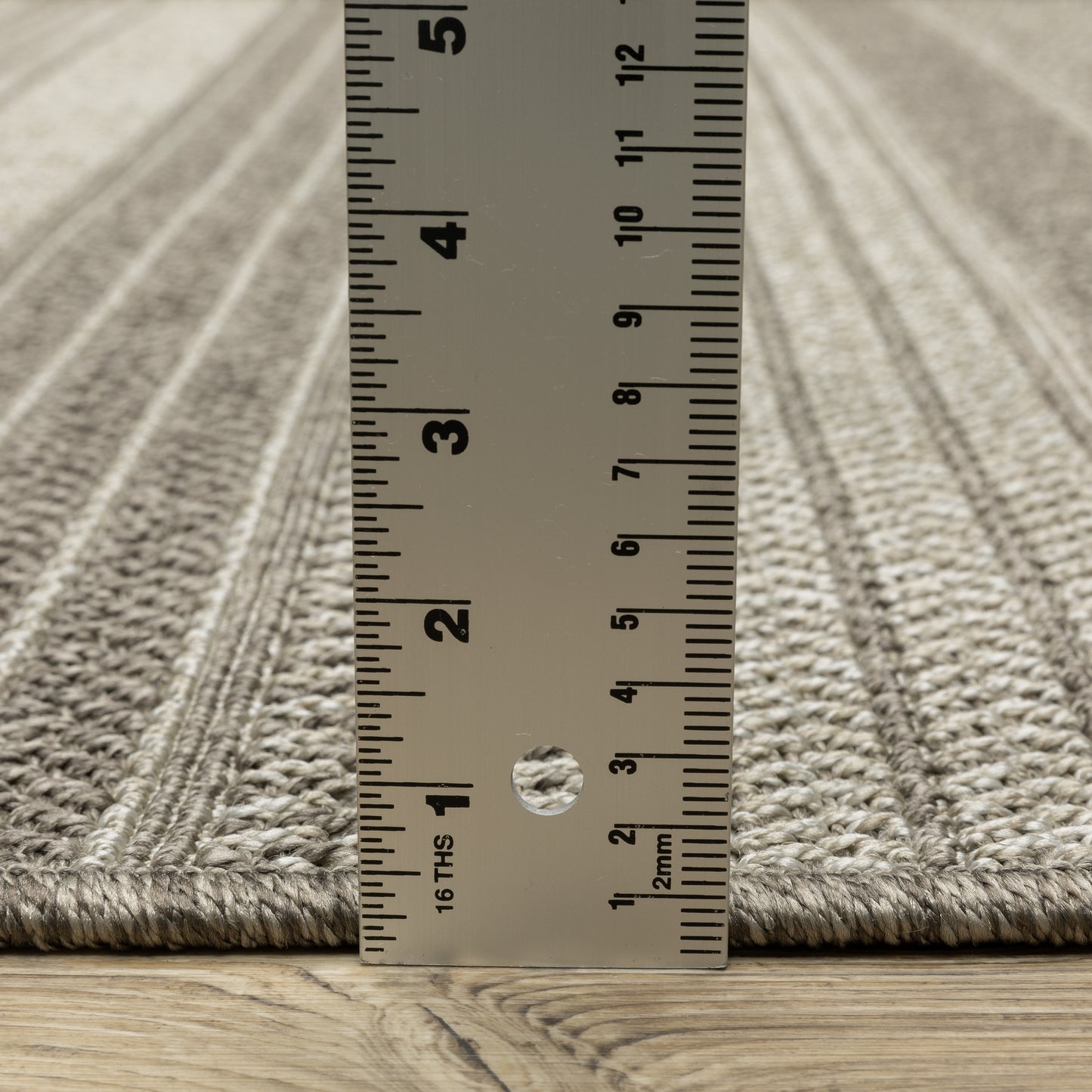Caicos Stripe Grey/ Grey Geometric Flat Weave Rug