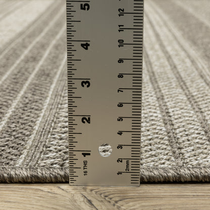 Caicos Stripe Grey/ Grey Geometric Flat Weave Rug