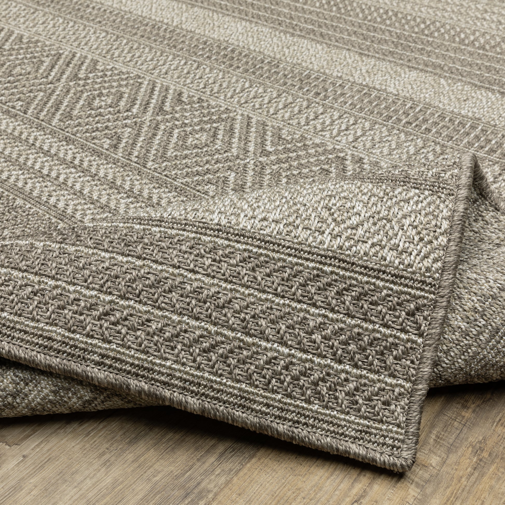 Caicos Stripe Grey/ Grey Geometric Flat Weave Rug