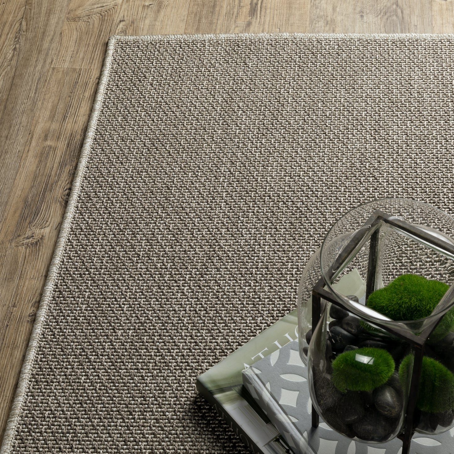 Caicos Solid Grey/ Grey Flat Weave Rug