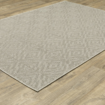 Caicos Geometric Grey/ Grey Flat Weave Rug
