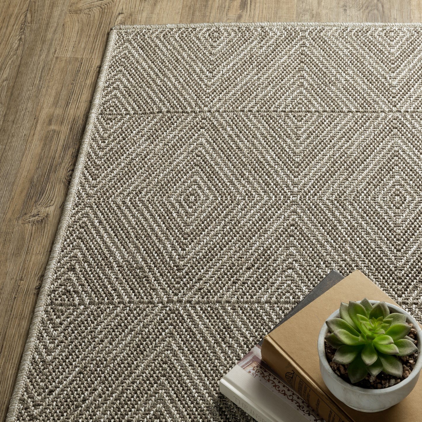 Caicos Geometric Grey/ Grey Flat Weave Rug