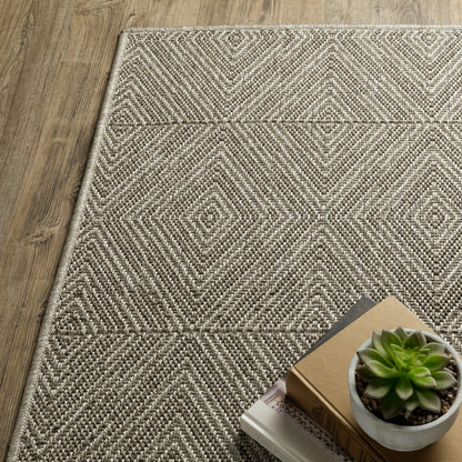 Caicos Geometric Grey/ Grey Flat Weave Rug