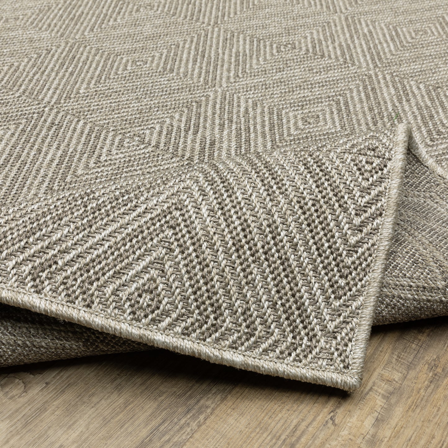Caicos Geometric Grey/ Grey Flat Weave Rug