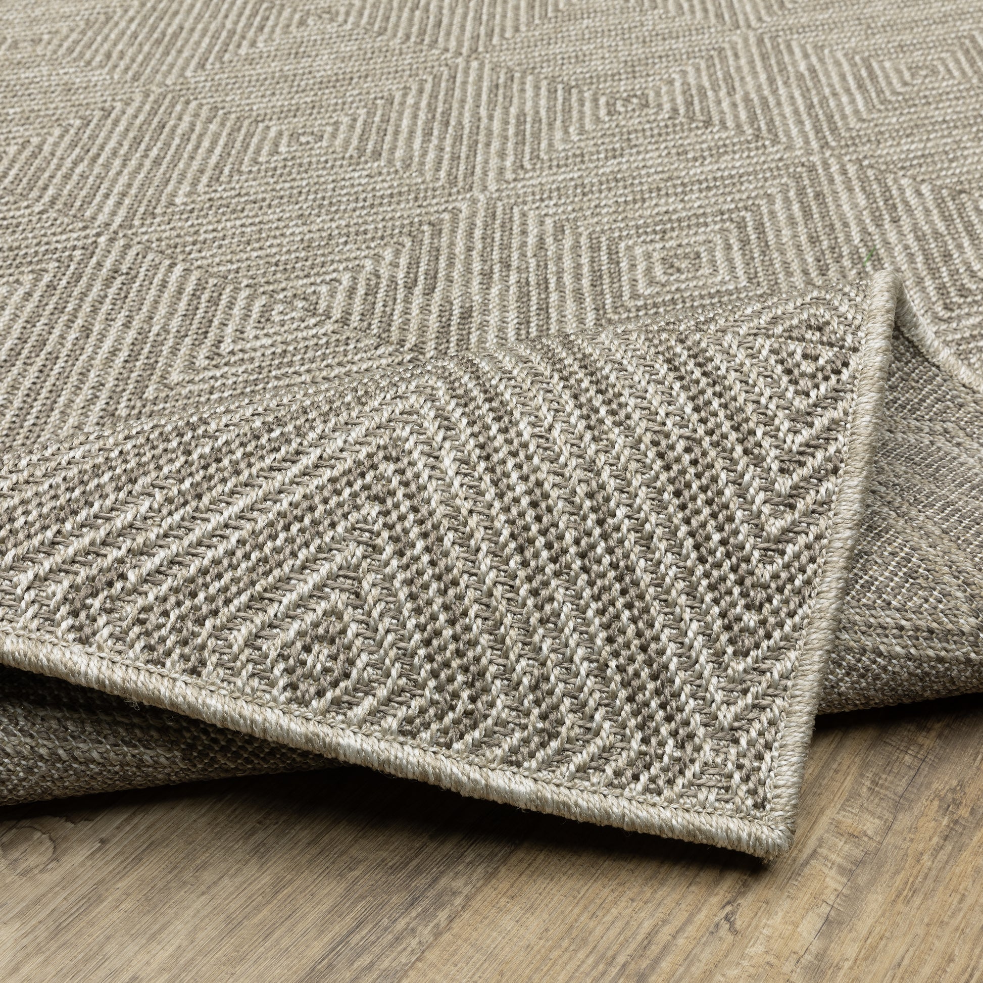 Caicos Geometric Grey/ Grey Flat Weave Rug