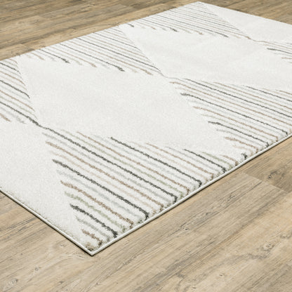 Cambria Stripe Beige/ Multi Geometric Cut Pile Rug
