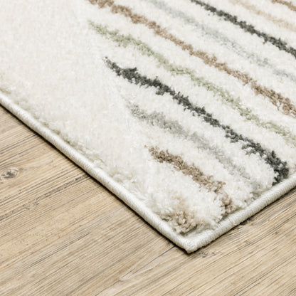 Cambria Stripe Beige/ Multi Geometric Cut Pile Rug