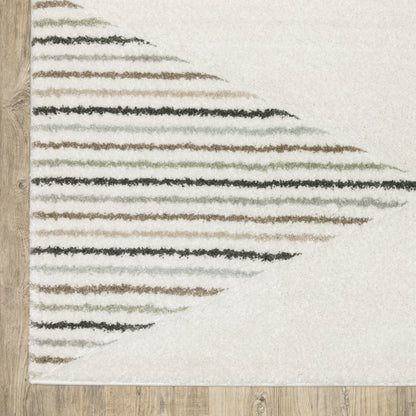 Cambria Stripe Beige/ Multi Geometric Cut Pile Rug