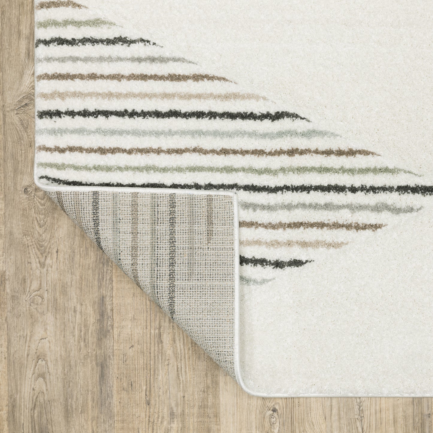 Cambria Stripe Beige/ Multi Geometric Cut Pile Rug