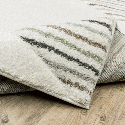 Cambria Stripe Beige/ Multi Geometric Cut Pile Rug