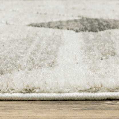 Cambria Lattice Beige/ Grey Distressed Cut Pile Rug