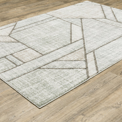 Cambria Distressed Grey/ Beige Geometric Cut Pile Rug