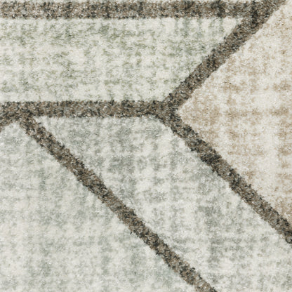 Cambria Distressed Grey/ Beige Geometric Cut Pile Rug