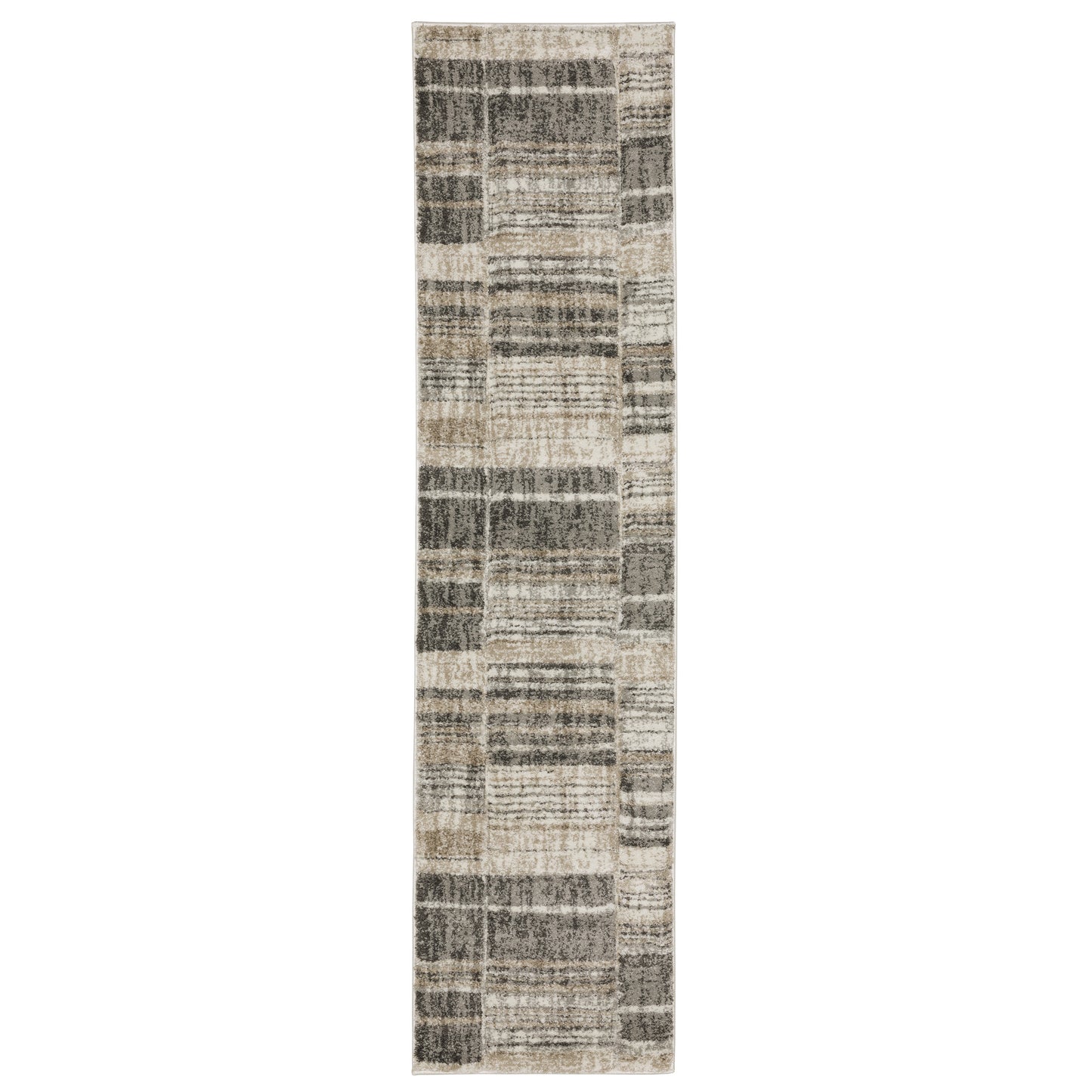 Cambria 55X Beige/ Charcoal Distressed Stripe Rug