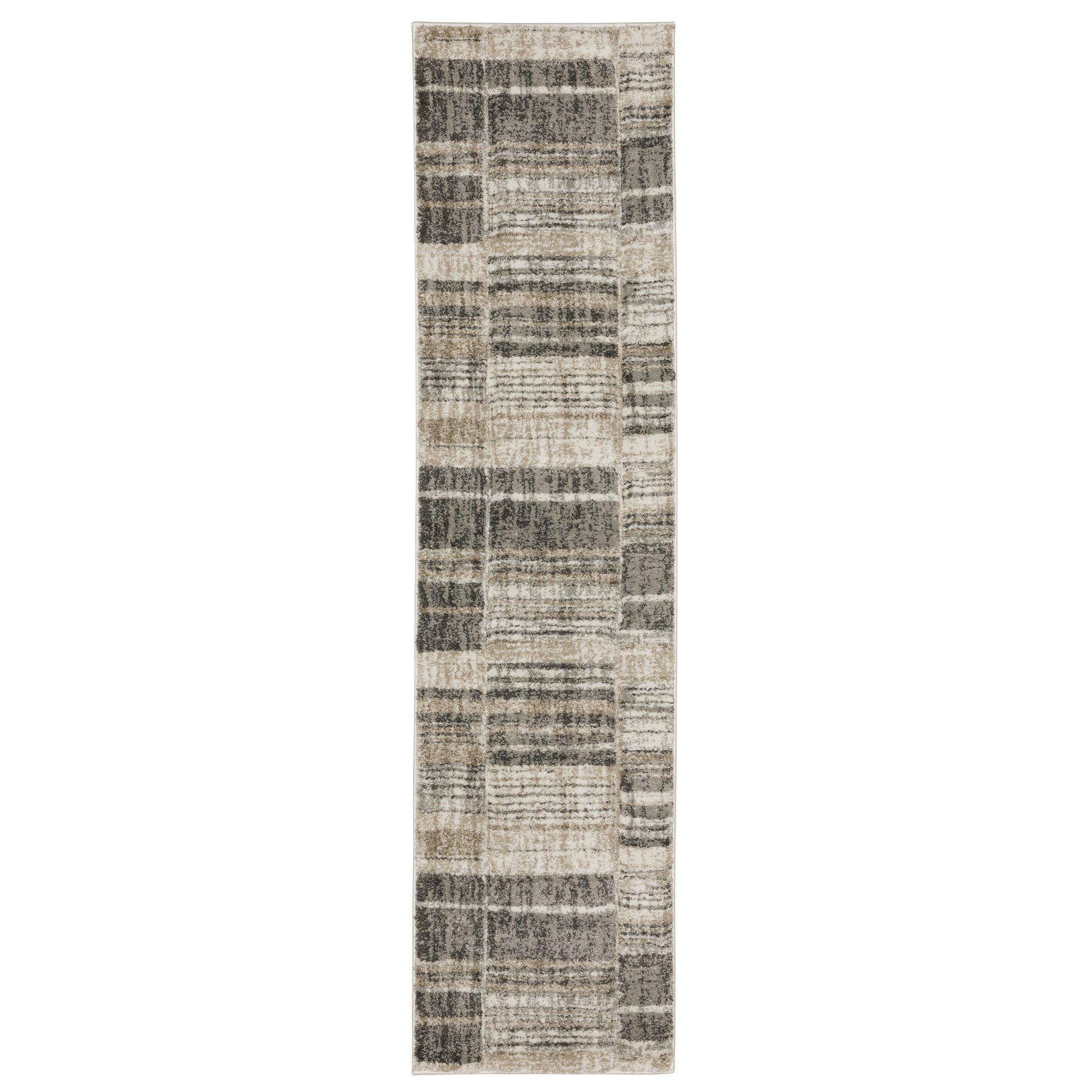 Cambria 55X Beige/ Charcoal Distressed Stripe Rug
