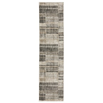 Cambria 55X Beige/ Charcoal Distressed Stripe Rug