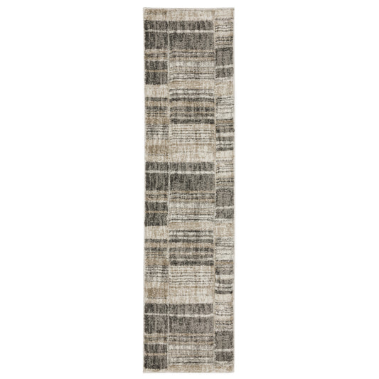 Cambria 55X Beige/ Charcoal Distressed Stripe Rug
