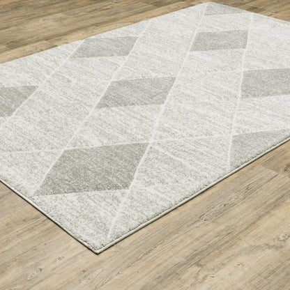 Cambria Lattice Grey/ Ivory Geometric Cut Pile Rug