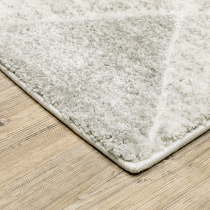 Cambria Lattice Grey/ Ivory Geometric Cut Pile Rug