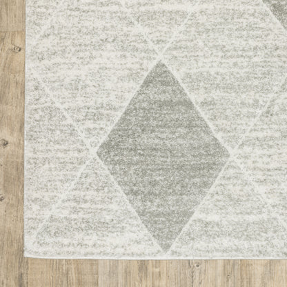 Cambria Lattice Grey/ Ivory Geometric Cut Pile Rug