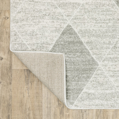 Cambria Lattice Grey/ Ivory Geometric Cut Pile Rug