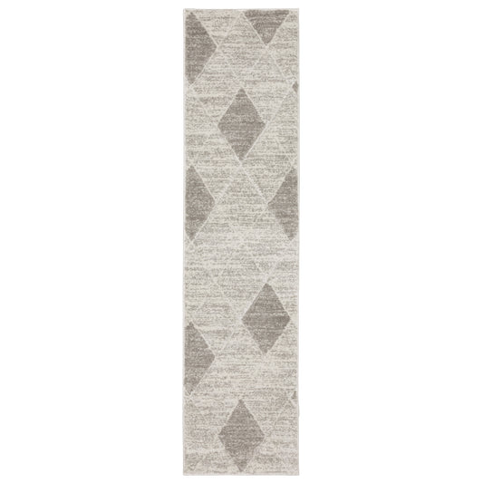 Cambria 5W Grey/ Ivory Lattice Geometric Rug