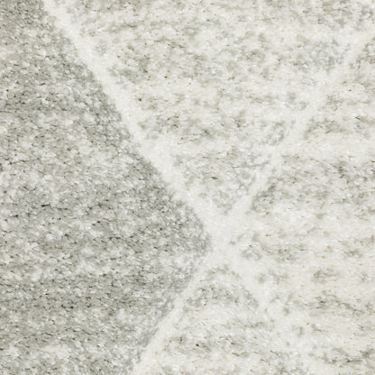Cambria Lattice Grey/ Ivory Geometric Cut Pile Rug