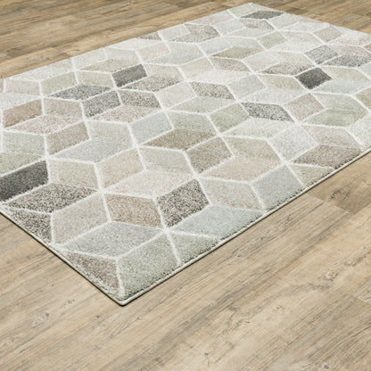 Cambria Geometric Ivory/ Multi Cut Pile Rug