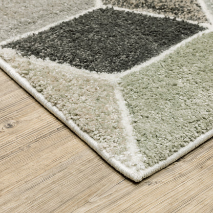 Cambria Geometric Ivory/ Multi Cut Pile Rug