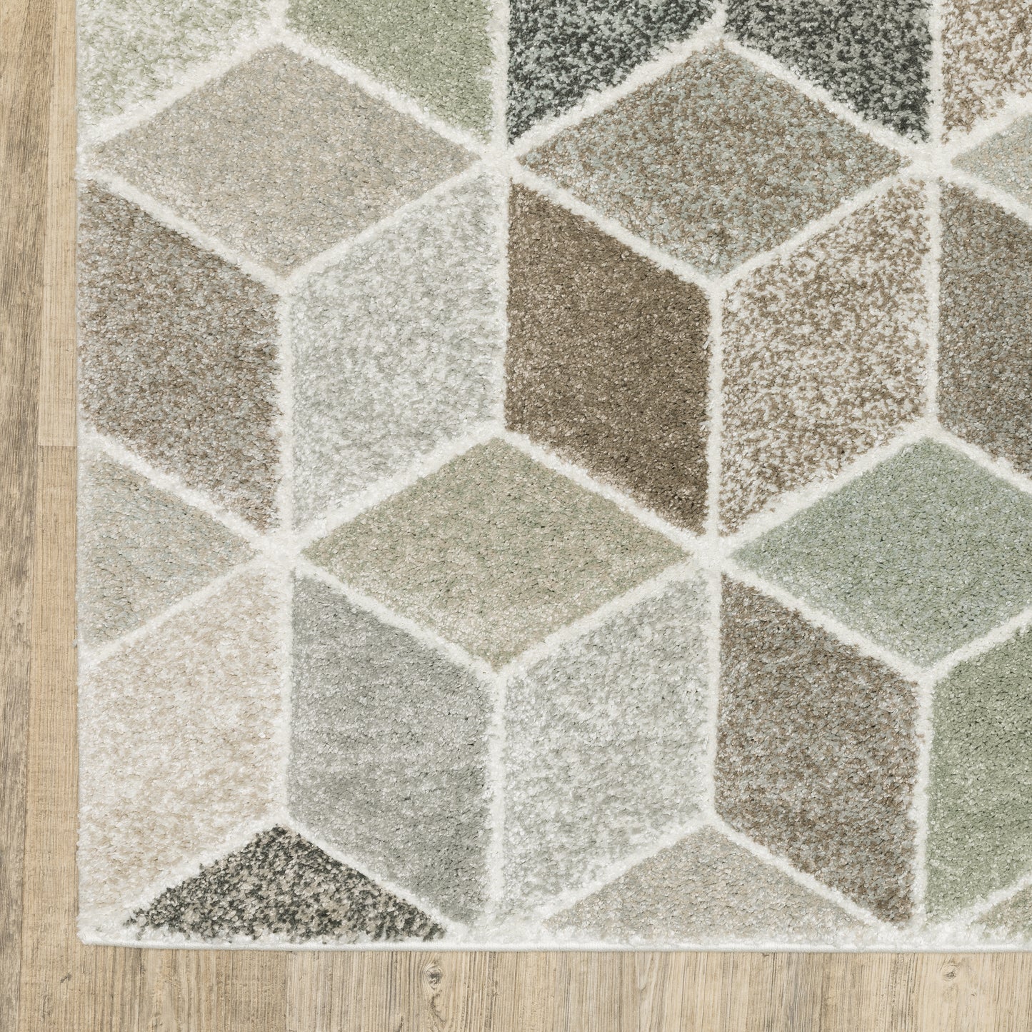 Cambria Geometric Ivory/ Multi Cut Pile Rug