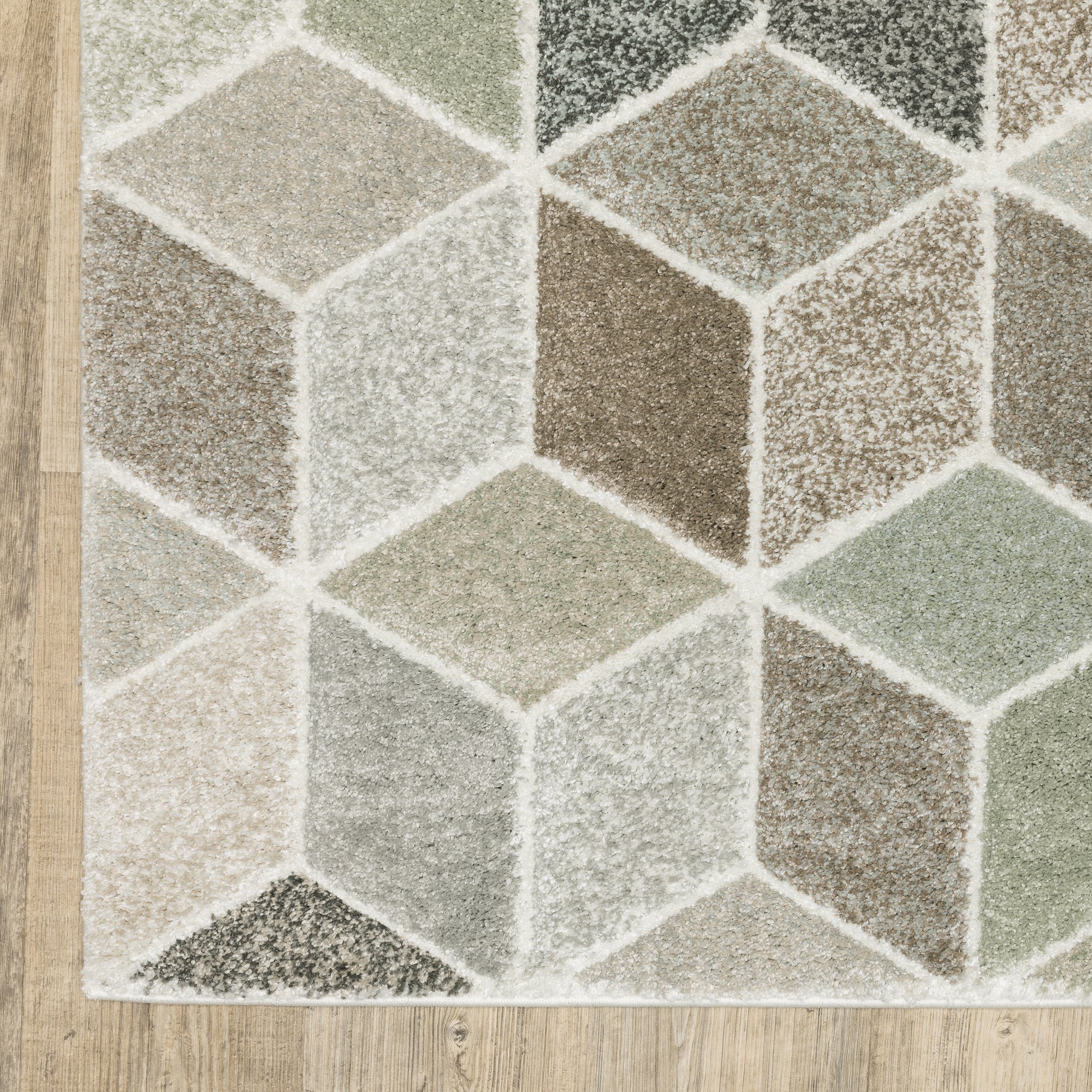 Cambria Geometric Ivory/ Multi Cut Pile Rug