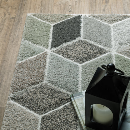 Cambria Geometric Ivory/ Multi Cut Pile Rug