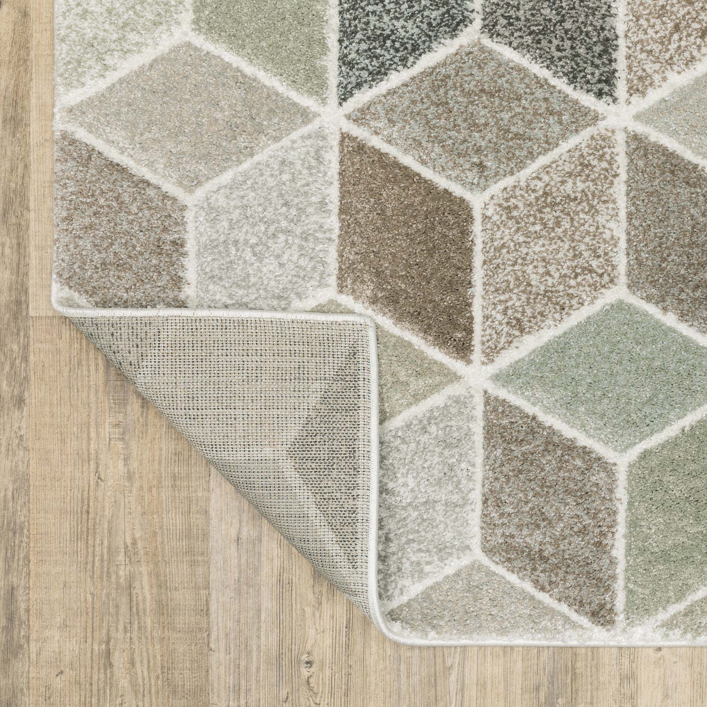 Cambria Geometric Ivory/ Multi Cut Pile Rug