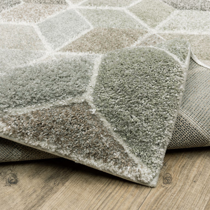 Cambria Geometric Ivory/ Multi Cut Pile Rug
