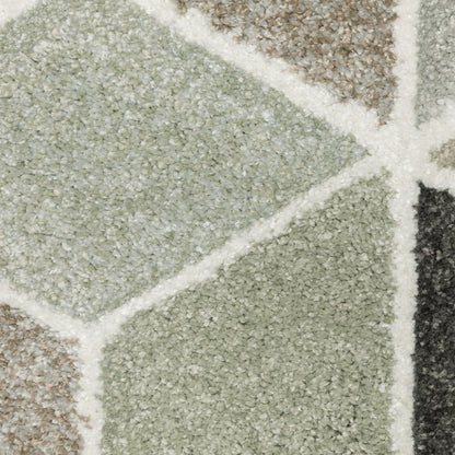 Cambria Geometric Ivory/ Multi Cut Pile Rug