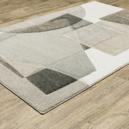 Cambria Geometric Beige/ Multi Cut Pile Rug