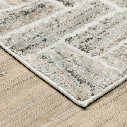 Cambria Geometric Ivory/ Beige Cut Pile Rug
