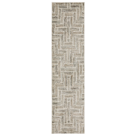 Cambria 93L Ivory/ Beige Geometric Rug