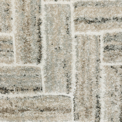 Cambria Geometric Ivory/ Beige Cut Pile Rug