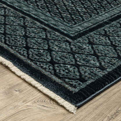 Capella Medallion Blue/ Blue Oriental Cut Pile Rug