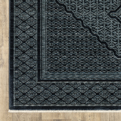 Capella Medallion Blue/ Blue Oriental Cut Pile Rug