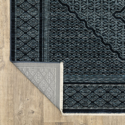 Capella Medallion Blue/ Blue Oriental Cut Pile Rug