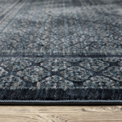 Capella Medallion Blue/ Blue Oriental Cut Pile Rug