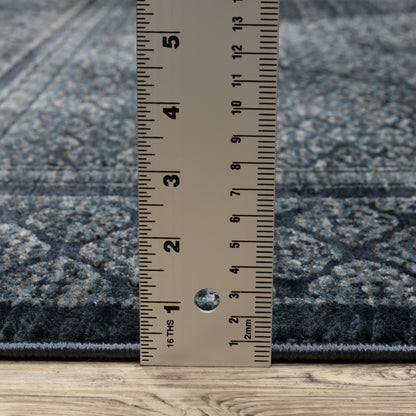 Capella Medallion Blue/ Blue Oriental Cut Pile Rug